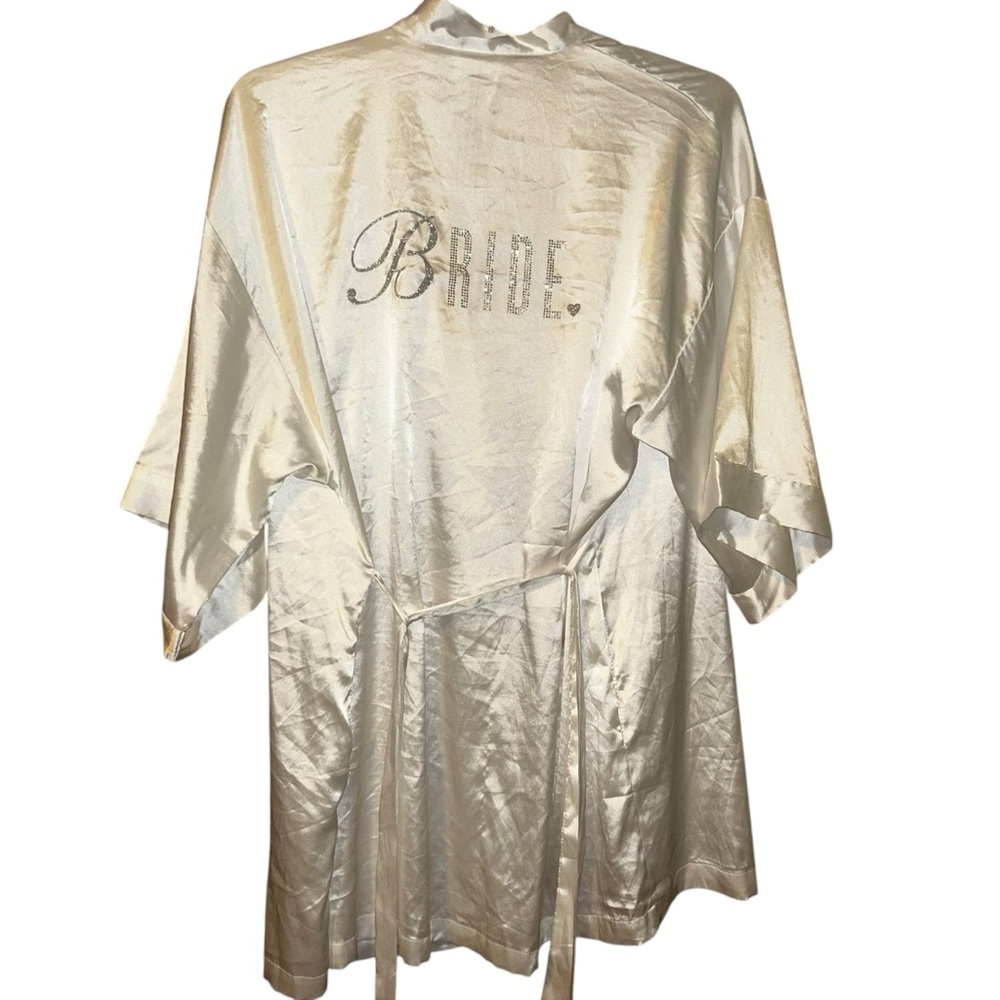 Victoria’s secret I do white satin bridal robe one size bride